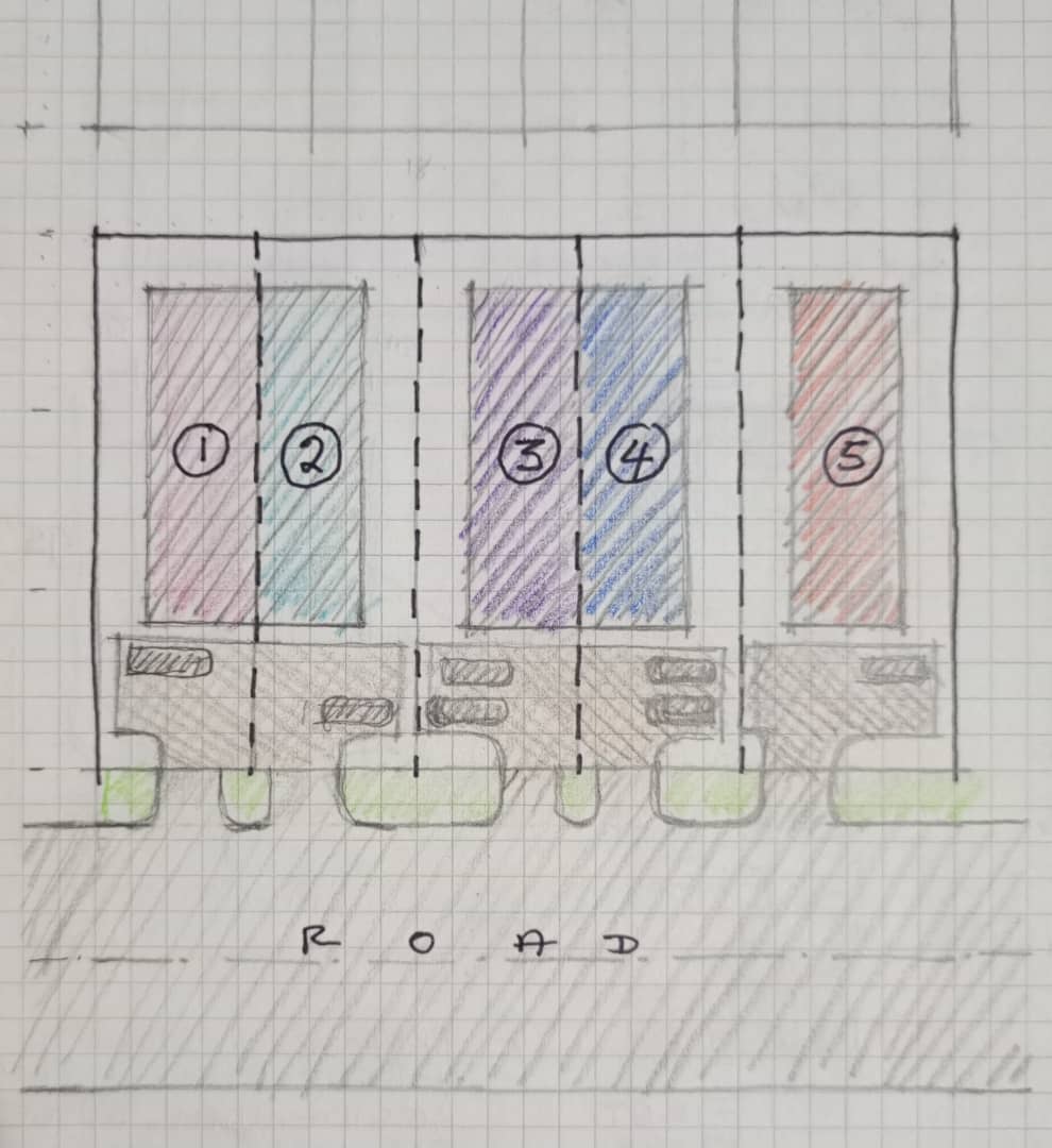 A conceptual site layout for affordable housing showing 3m setback distances to the sides and back
